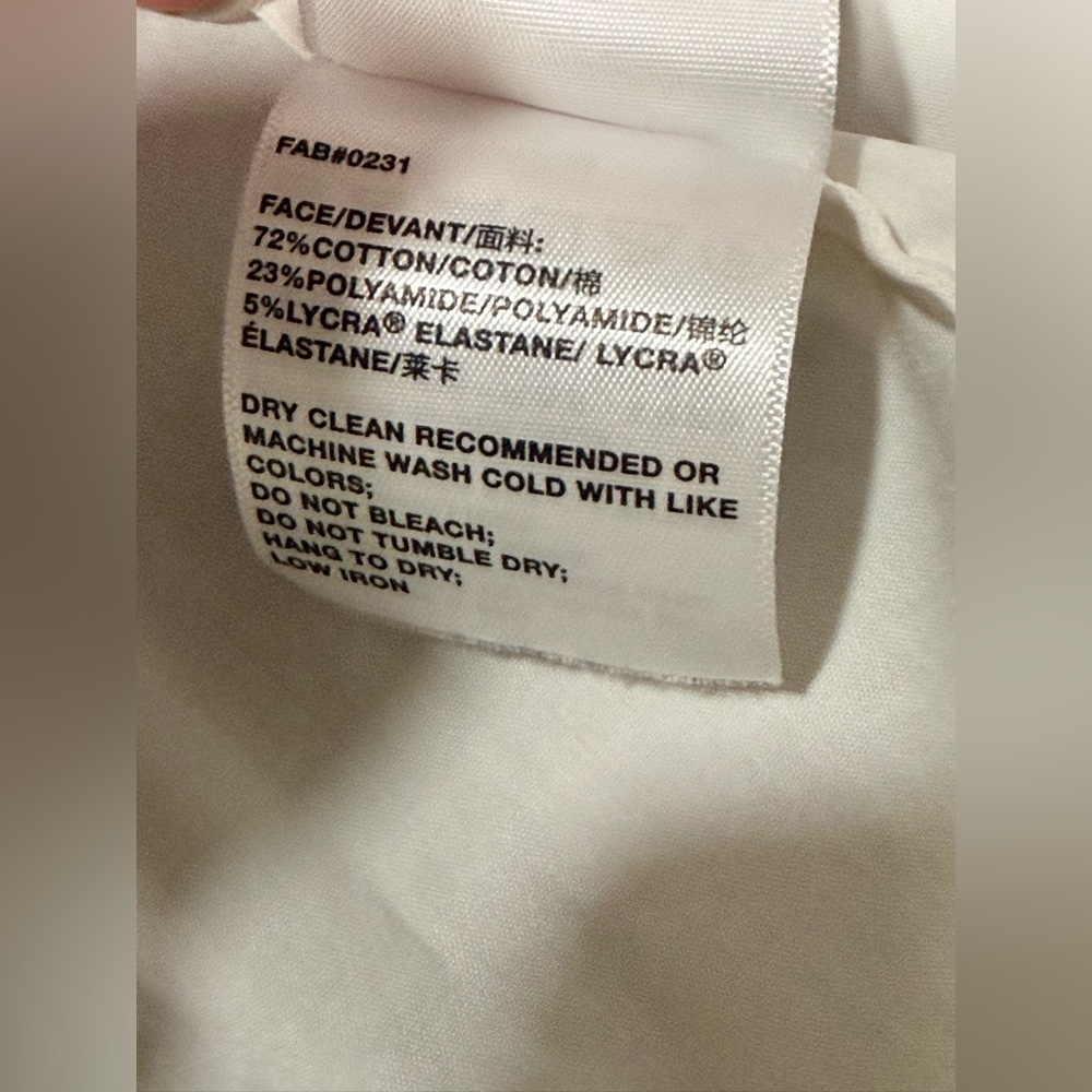 Lafayette 148 NY Off White Stretch Poplin Shirt Sz 16 | Classic Tailored Blouse - Picture 7 of 9